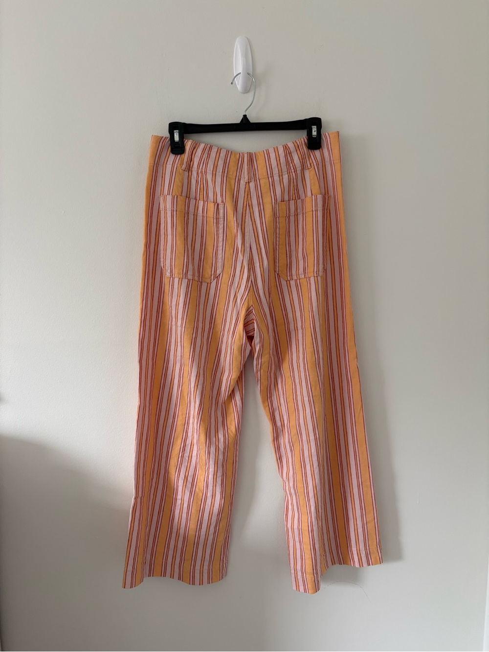 Maeve The Colette Cropped Wide-Leg Linen Pants Striped Size 30 - Picture 3 of 5